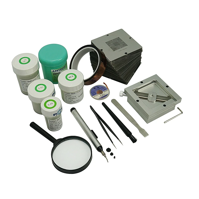 14 PCS Set BGA Repair Kits Template Reballing Station with 184 Pcs Stencils Solder Balls Solder Flux Paste Parts for Playstation
14 PCS Set BGA Repair Kits Template Reballing Station with 184 Pcs Stencils Solder Balls Solder Flux Paste Parts for Playstation