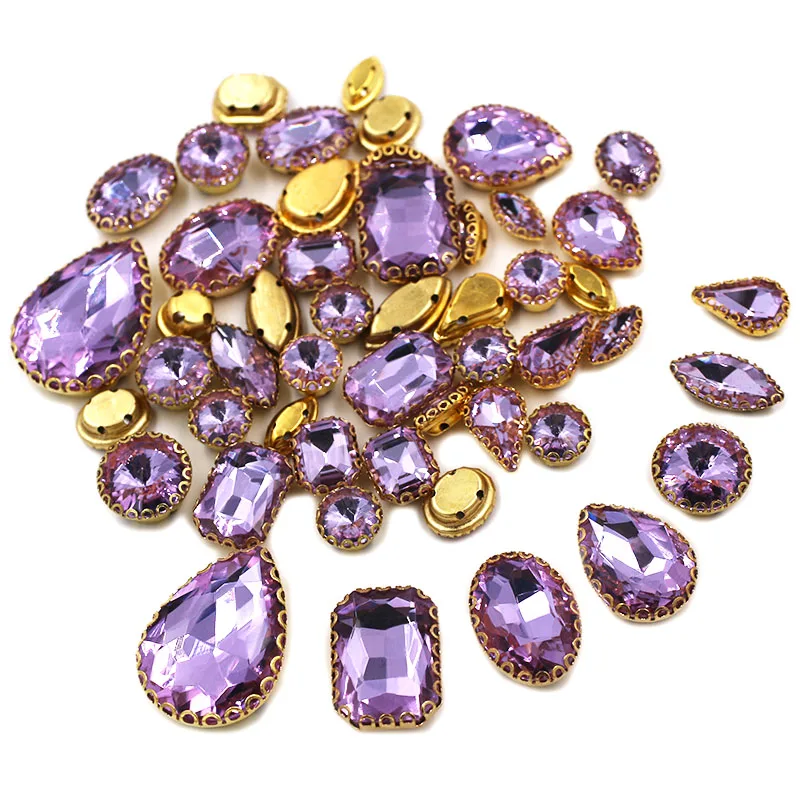 Wholesale Violet Mixed Size and Shape Crystal Glass 50pcs Sew-on Rhinestones with Lace Claw DIY Wedding Dress Decoration Jewelry
Wholesale Violet Mixed Size and Shape Crystal Glass 50pcs Sew-on Rhinestones with Lace Claw DIY Wedding Dress Decoration Jewelry