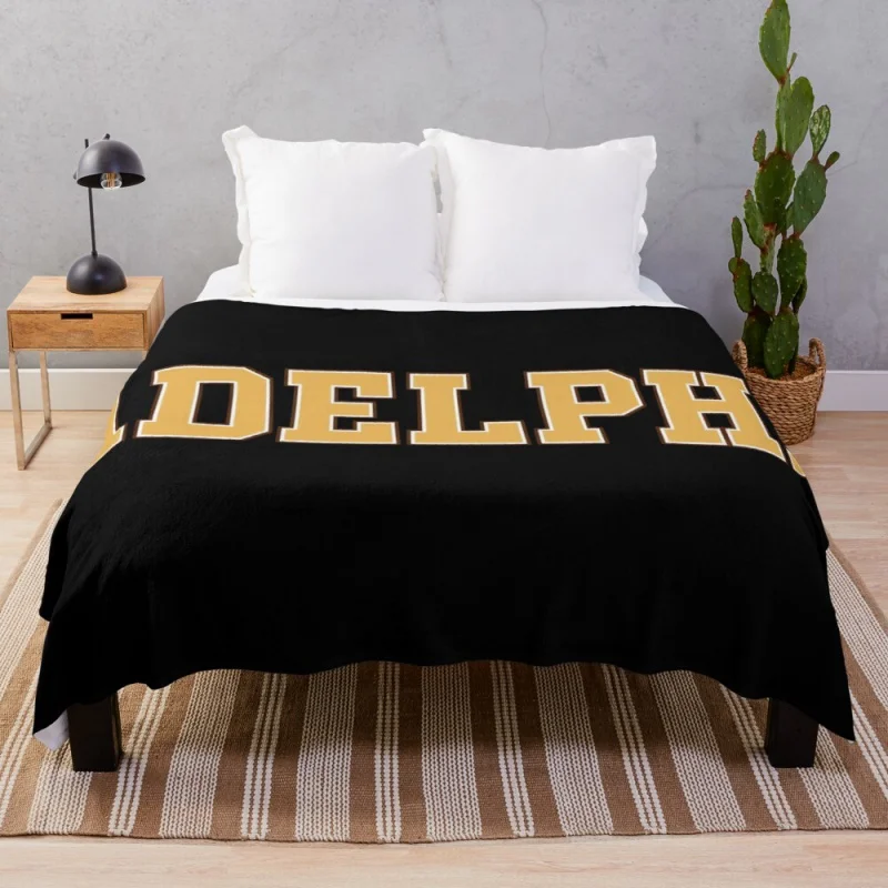 

adelphi university - college font curved Throw Blanket Dorm Room Essentials Decorative Throw Blanket
