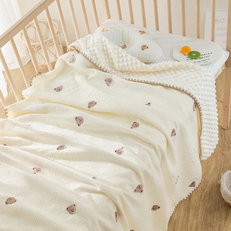 Konssy Baby Blankets for Unisex Boys Girls Super Soft Nursery Minky Blankets with Muslin Cotton Front and Dotted Fleece Backing
Konssy Baby Blankets for Unisex Boys Girls Super Soft Nursery Minky Blankets with Muslin Cotton Front and Dotted Fleece Backing