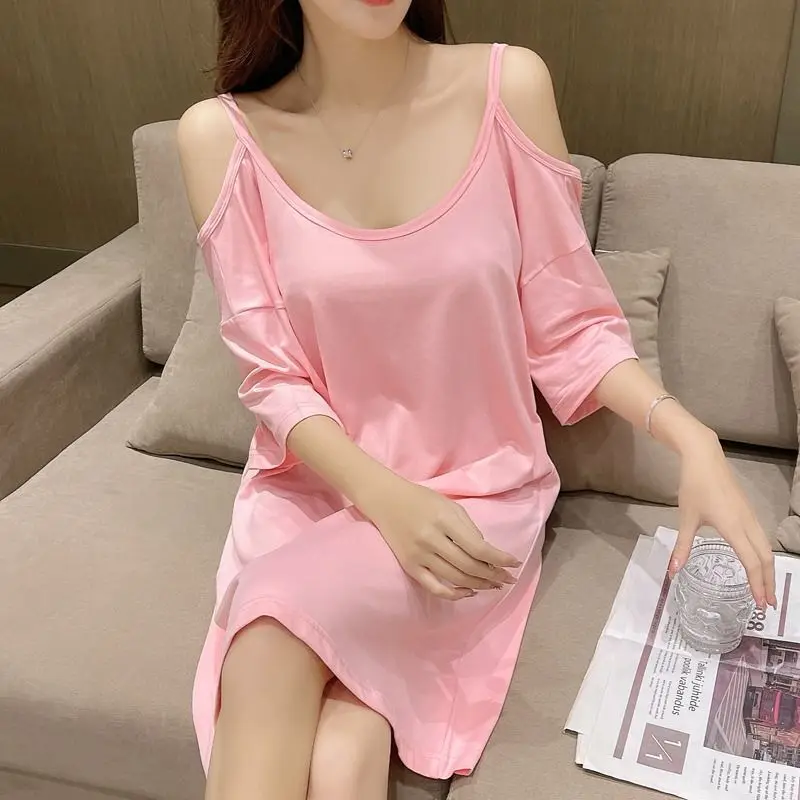 Strapless Student Summer Sweet Short-sleeved Pajamas Style Size Female Female Nightdress Sling Style Loose Korean New Cute Plus
Strapless Student Summer Sweet Short-sleeved Pajamas Style Size Female Female Nightdress Sling Style Loose Korean New Cute Plus