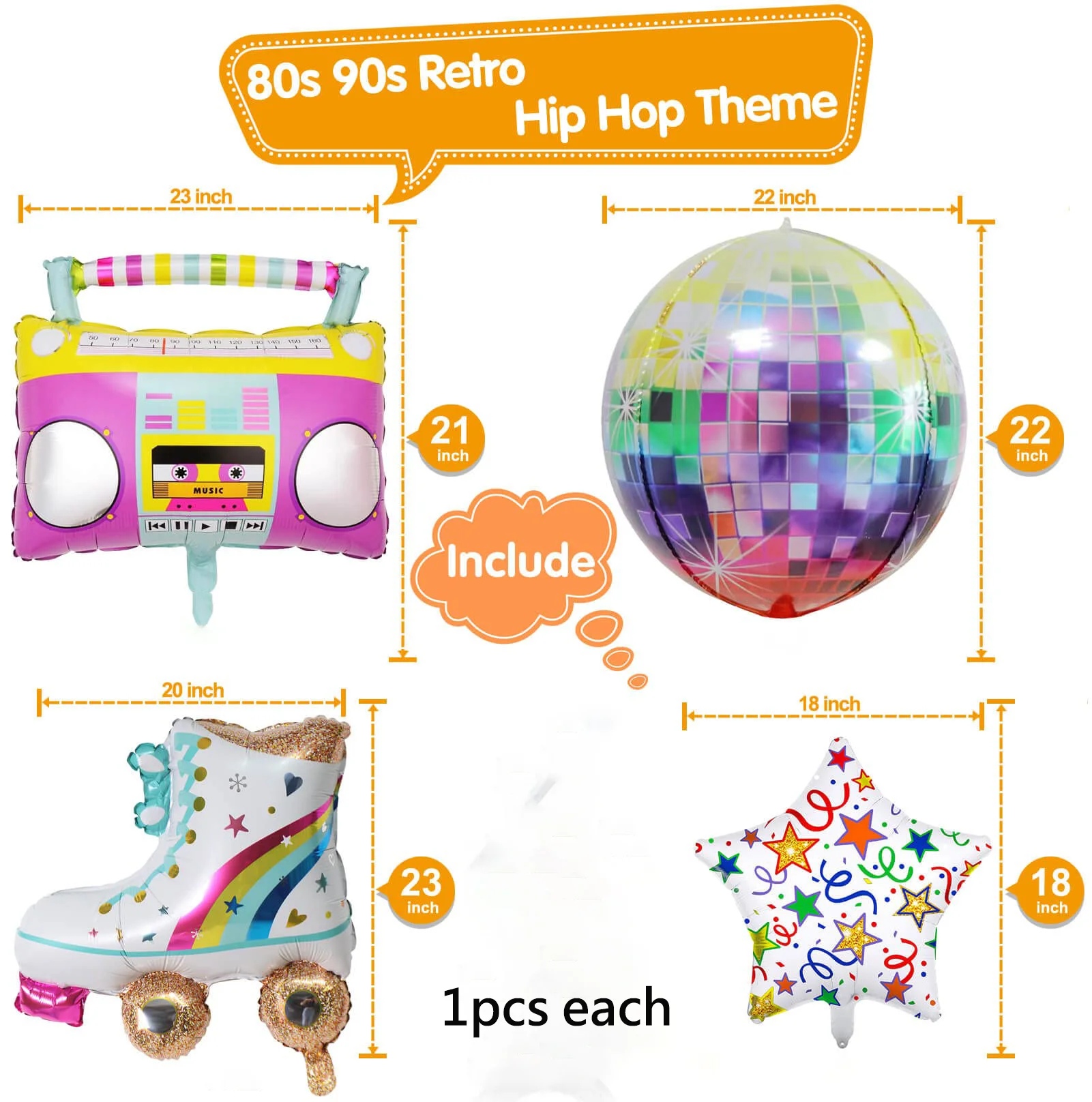80s 90s Party Birthday Inflatable Foil Balloons Radio Roller Skates Music Player Back to 80s Disco Hip Hop Party Decoration 4pcs
80s 90s Party Birthday Inflatable Foil Balloons Radio Roller Skates Music Player Back to 80s Disco Hip Hop Party Decoration 4pcs