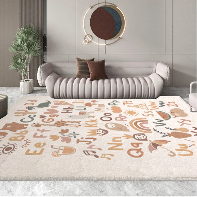 

Kawaii Sofa Plush Nordic Carpet Beige Coffee Table Yard Living Room Rug Personalized Bedroom Cute Tapetes Para Quarto Home Decor