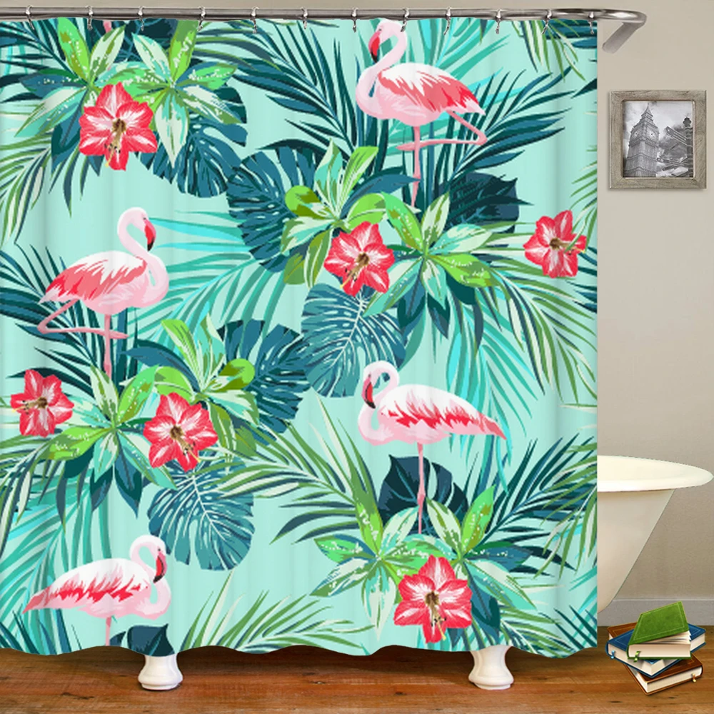 Flamingo Shower Curtain Tropical Leaves and Pink Flowers Pattern Waterproof Fabric Cloth Bathroom Bath Curtains with Hooks Decor
Flamingo Shower Curtain Tropical Leaves and Pink Flowers Pattern Waterproof Fabric Cloth Bathroom Bath Curtains with Hooks Decor