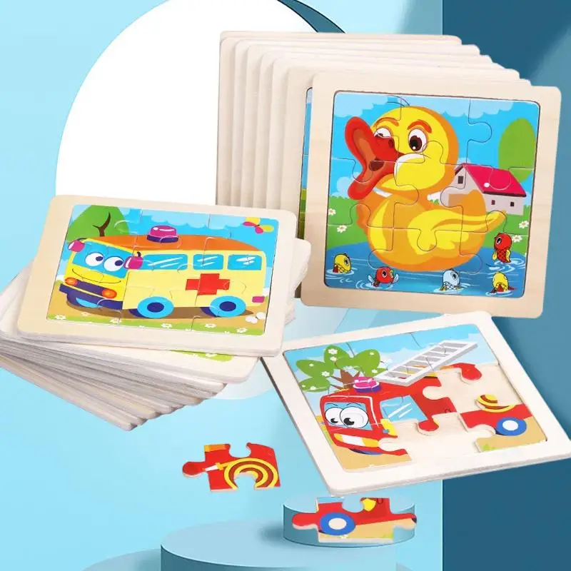 

Montessori Educational Toys for Children Gifts: 11X11CM Kids Wooden Puzzles Cartoon Animal Traffic Tangram Wood Puzzle - Perfec
