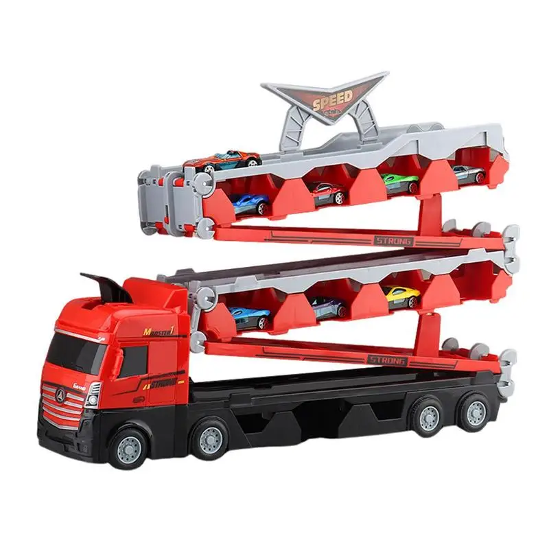 Speedway Hauler Storage Carrier Vehicles City Toys Storage Carrier Truck Transport Metal Toy Cars With 2 Launchers Foldable Toy 
Speedway Hauler Storage Carrier Vehicles City Toys Storage Carrier Truck Transport Metal Toy Cars With 2 Launchers Foldable Toy
