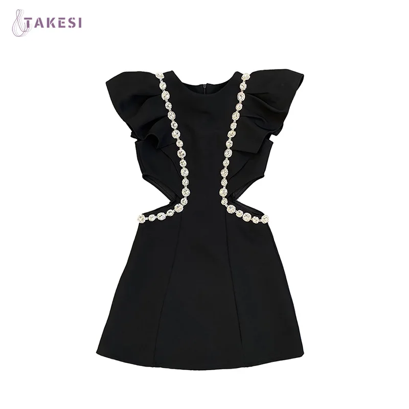 Black Sexy For Women Designed O-Neck Sleeveless High Waist Ruffle Hollow Out Patchwork Diamond Mini Prom Dress Female New
Black Sexy For Women Designed O-Neck Sleeveless High Waist Ruffle Hollow Out Patchwork Diamond Mini Prom Dress Female New