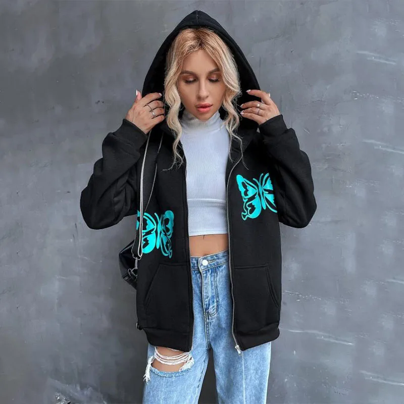 Grunge Zip Hoodie Butterfly Pattern Printed Hooded Sweatshirt y2k Aesthetic Long Sleeve Cardigan Jacket Tops Punk streetwear
Grunge Zip Hoodie Butterfly Pattern Printed Hooded Sweatshirt y2k Aesthetic Long Sleeve Cardigan Jacket Tops Punk streetwear