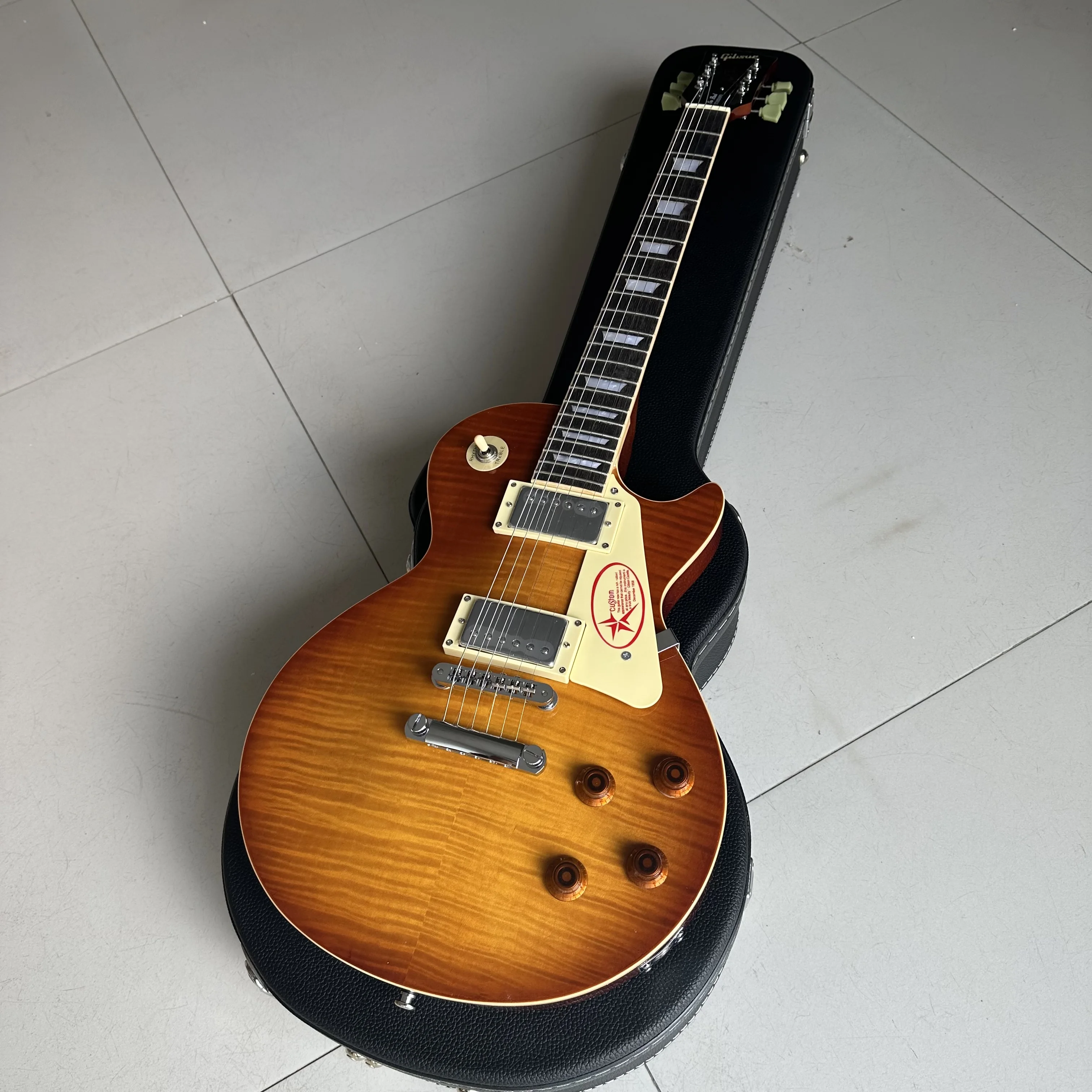 

Wholesale Custom shop 1959 R9 Tiger Flame frets binding electric guitar Standard LP 59 electric guitar HOT! Free delivery