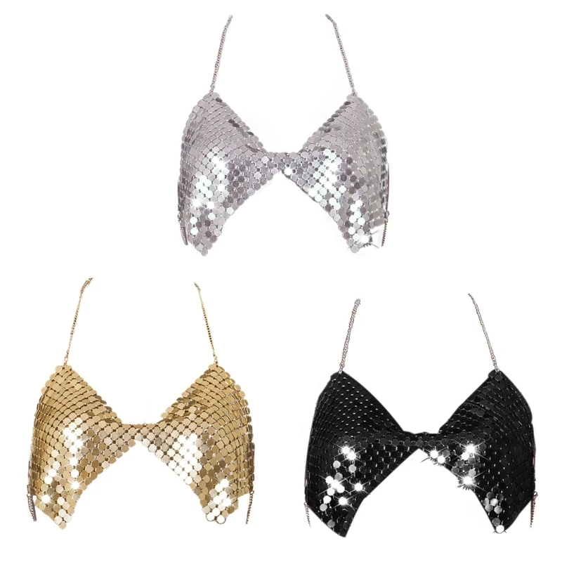 Women Sexy Metal Sequin Halter Chain Bikini Bras for Nightclub Party Rave Outfit
Women Sexy Metal Sequin Halter Chain Bikini Bras for Nightclub Party Rave Outfit