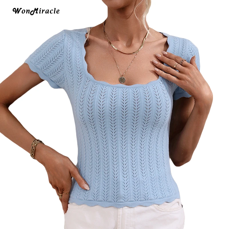 WonMiracle, повседневные женские блузки с вырезами, винтажная однотонная туника с U-образным вырезом и коротким рукавом, тонкая кружевная Женская Туника 2023
WonMiracle, повседневные женские блузки с вырезами, винтажная однотонная туника с U-образным вырезом и коротким рукавом, тонкая кружевная Женская Туника 2023