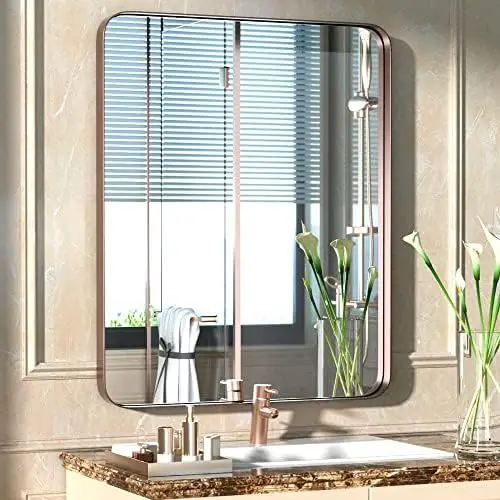 Brushed Nickel Bathroom-Vanity-Mirror for WALL - 304 Stainless Steel Silver Frame Bathroom Mirrors, Rectangle Farmhouse Mirror,
Brushed Nickel Bathroom-Vanity-Mirror for WALL - 304 Stainless Steel Silver Frame Bathroom Mirrors, Rectangle Farmhouse Mirror,