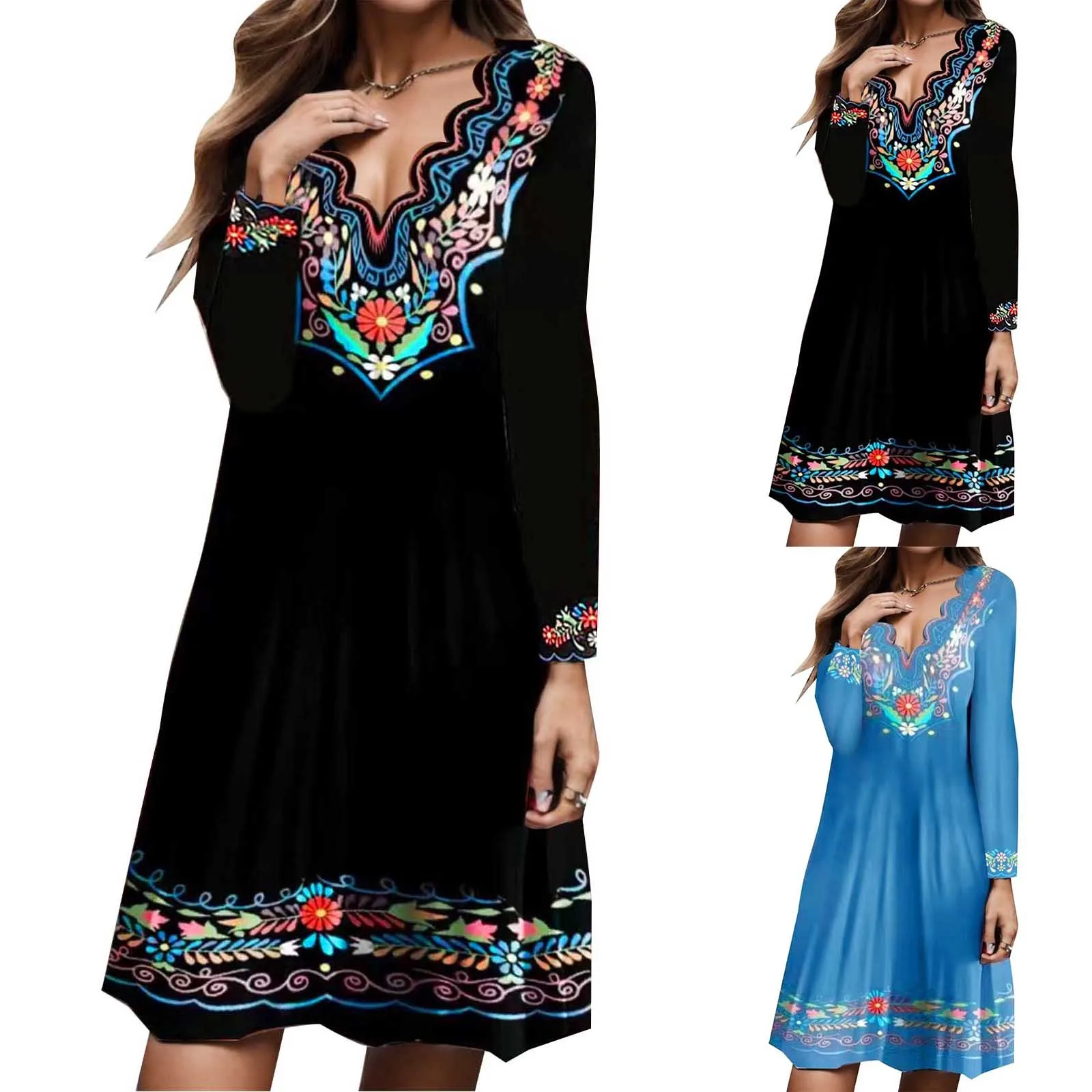 Womens Fashionable V Neck Printed Short Sleeved Casual Long Sleeved Dress Dress with Sleeves
Womens Fashionable V Neck Printed Short Sleeved Casual Long Sleeved Dress Dress with Sleeves
