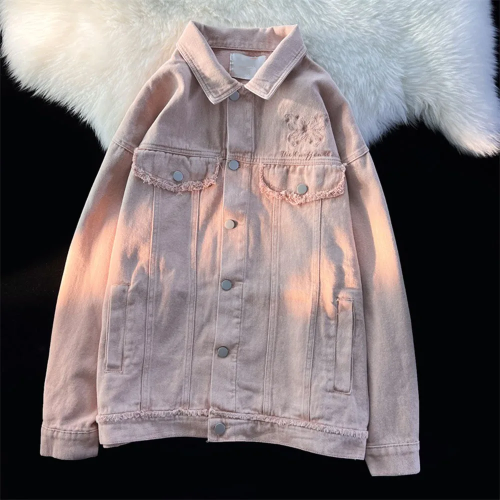 Spring Vintage Lapel Pink Embroidered Butterfly Denim Coats Women Autumn Loose Street Couple Jean Jacket Ladies Fashion Outwear
Spring Vintage Lapel Pink Embroidered Butterfly Denim Coats Women Autumn Loose Street Couple Jean Jacket Ladies Fashion Outwear