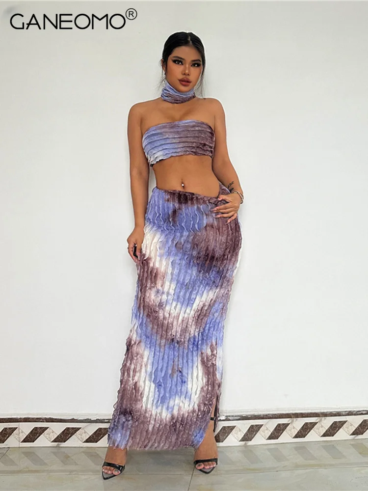 Женский комплект из 3 предметов, короткий топ без бретелек и Макси-юбка
Женский комплект из 3 предметов, короткий топ без бретелек и Макси-юбка