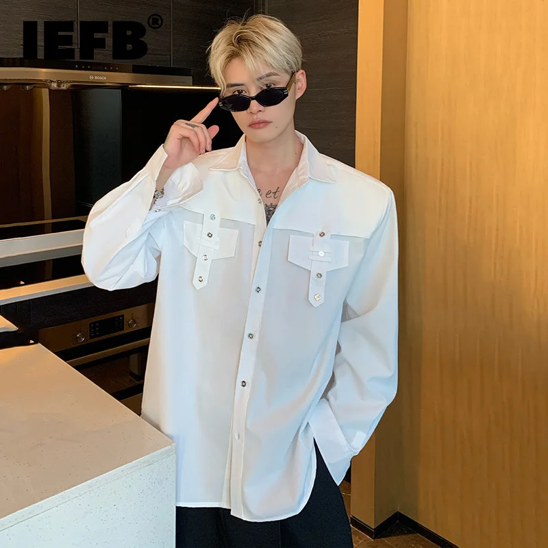 IEFB Men's Shirts Button Niche Design Shoulder Pad Long Sleeve Top Loose Simple High Street Clothing Fashion Safari Style 9C1320
IEFB Men's Shirts Button Niche Design Shoulder Pad Long Sleeve Top Loose Simple High Street Clothing Fashion Safari Style 9C1320