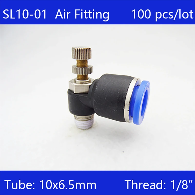 

SL10-01 Free shipping 100Pcs 10mm Push In to Connect Fitting 1/8" Thread Pneumatic Speed Controller