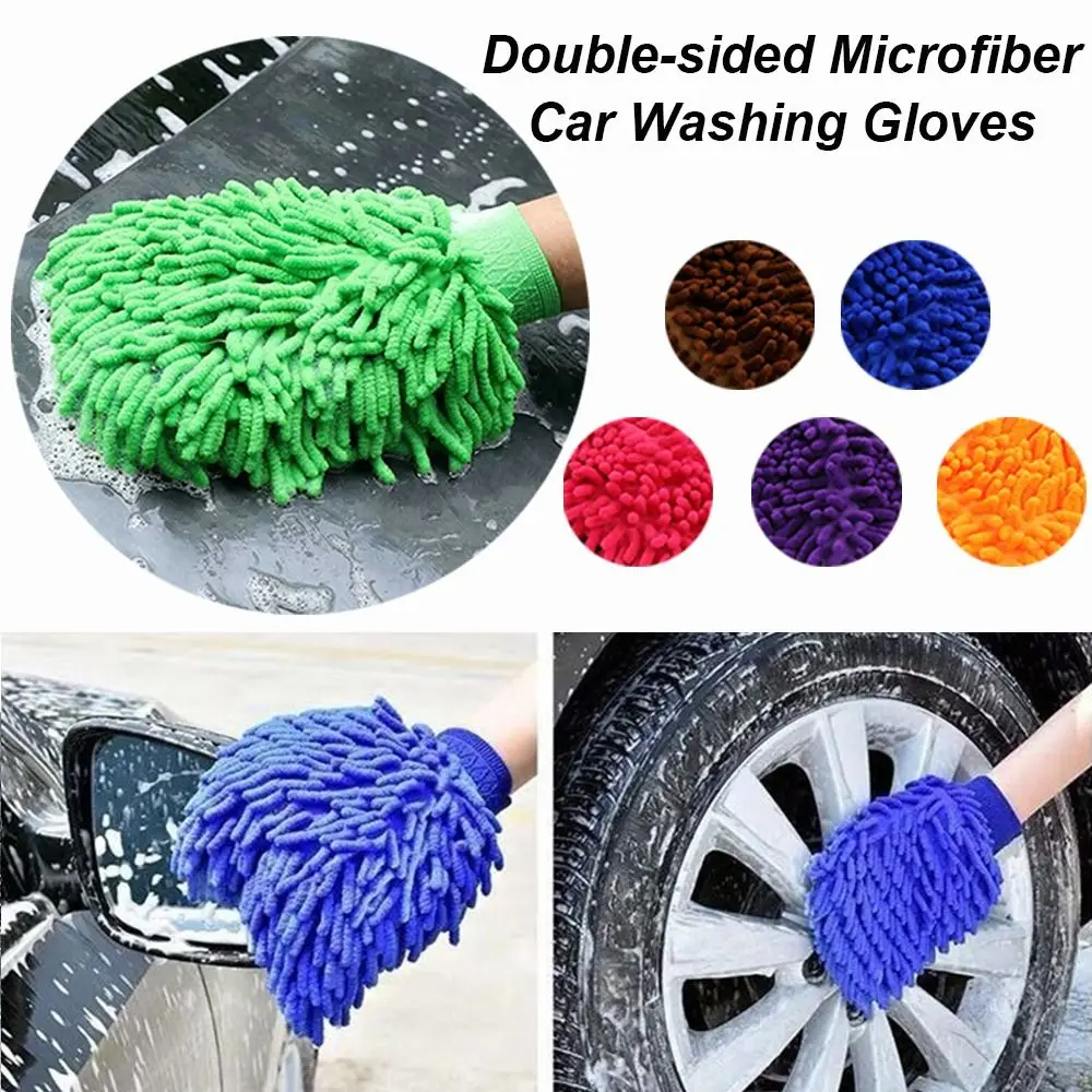 

Двусторонние моющиеся перчатки из микрофибры для мытья автомобиля, уход за автомобилем, чистящее полотенце, варежка, автомобильные аксессуары