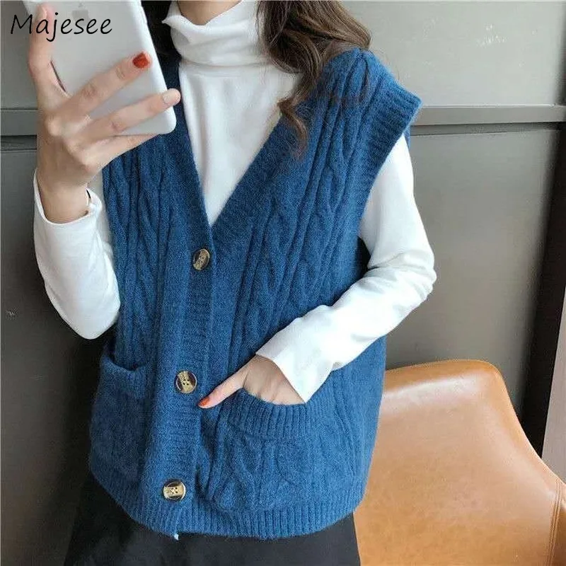 Sweaters Vest Women Autumn Street Wear Knitted V-neck Solid Single Breasted Elegant Ladies Korean Style Vintage Retro Female Ins
Sweaters Vest Women Autumn Street Wear Knitted V-neck Solid Single Breasted Elegant Ladies Korean Style Vintage Retro Female Ins
