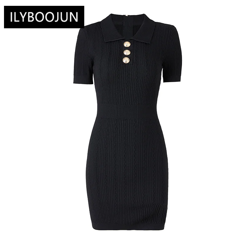 Dresses For Women 2022 Luxury Designer Autumn Runway Elegant Short Sleeve Polo Collar Black Sheath Skinny Knitting Mini Casual
Dresses For Women 2022 Luxury Designer Autumn Runway Elegant Short Sleeve Polo Collar Black Sheath Skinny Knitting Mini Casual