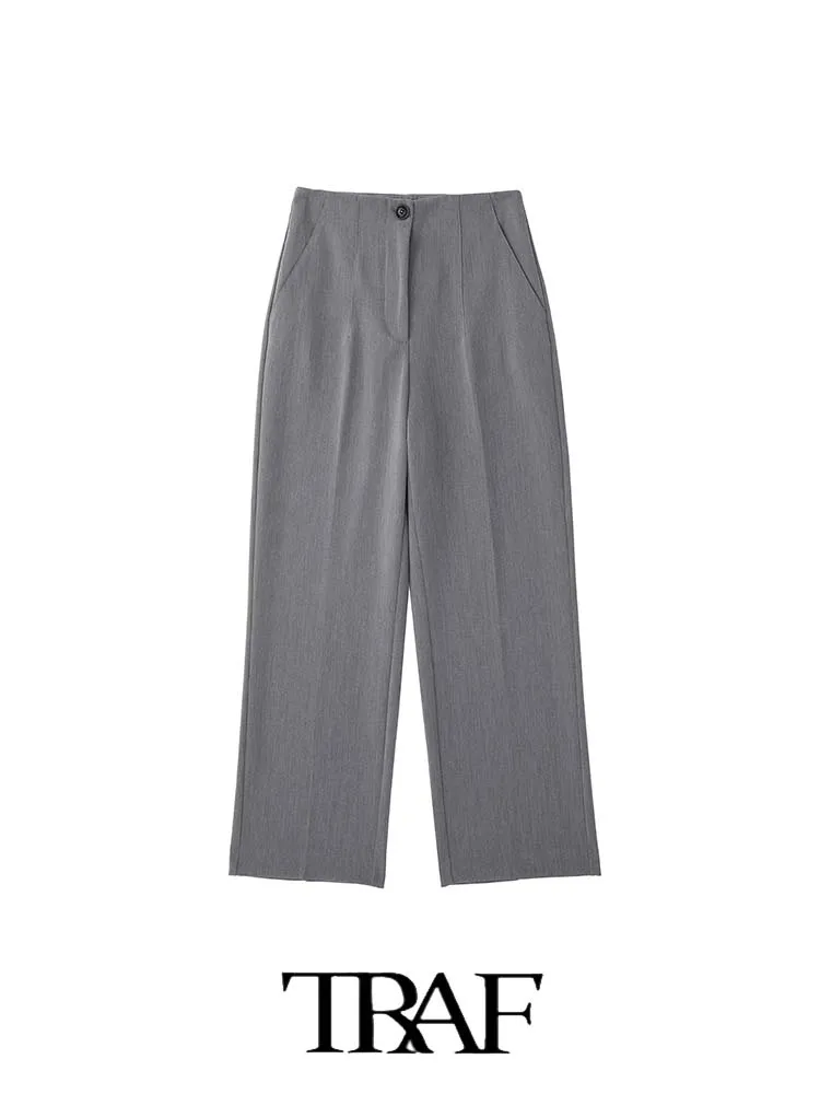 TRAF Women Pants 2022 New Fashion Office Unisex Solid Color High Waist Wide Leg Pants At The Cuffs Female Trousers Mujer
TRAF Women Pants 2022 New Fashion Office Unisex Solid Color High Waist Wide Leg Pants At The Cuffs Female Trousers Mujer