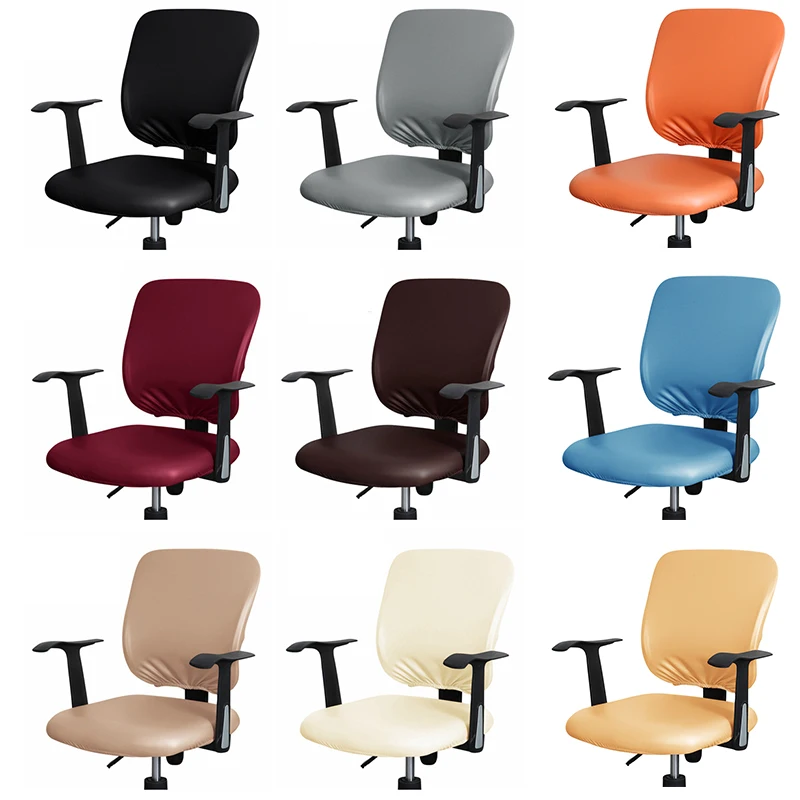 

1 Set Waterproof Split Swivel Chair Cover Office Chair Cover PU Leather Computer Office Chair Covers Soild Color Dirt Resistant