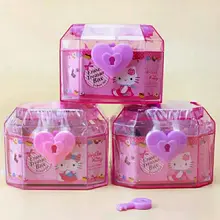 Hello Kitty Storage Box Cartoon Creative Cute Girl with Lock Treasure Box Storage Box Makeup Box Storage Box To Send DIY Beads