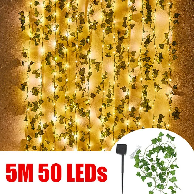 8 Lighting Mode Fairy Lights 100 LED Solar Garden Light Ivy Green Leaf Waterproof Outdoor Garland Christmas Solar Power Lamp
8 Lighting Mode Fairy Lights 100 LED Solar Garden Light Ivy Green Leaf Waterproof Outdoor Garland Christmas Solar Power Lamp