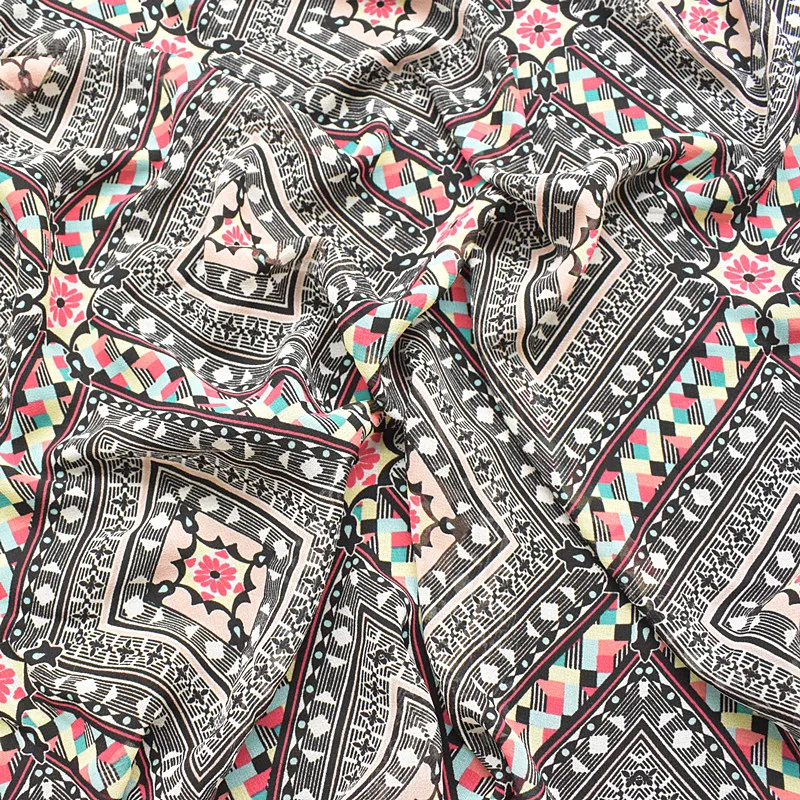High Quality High Twist Chiffon Fabric Spring And Summer Printed Fabric National Style Soft Breathable Clothing
High Quality High Twist Chiffon Fabric Spring And Summer Printed Fabric National Style Soft Breathable Clothing