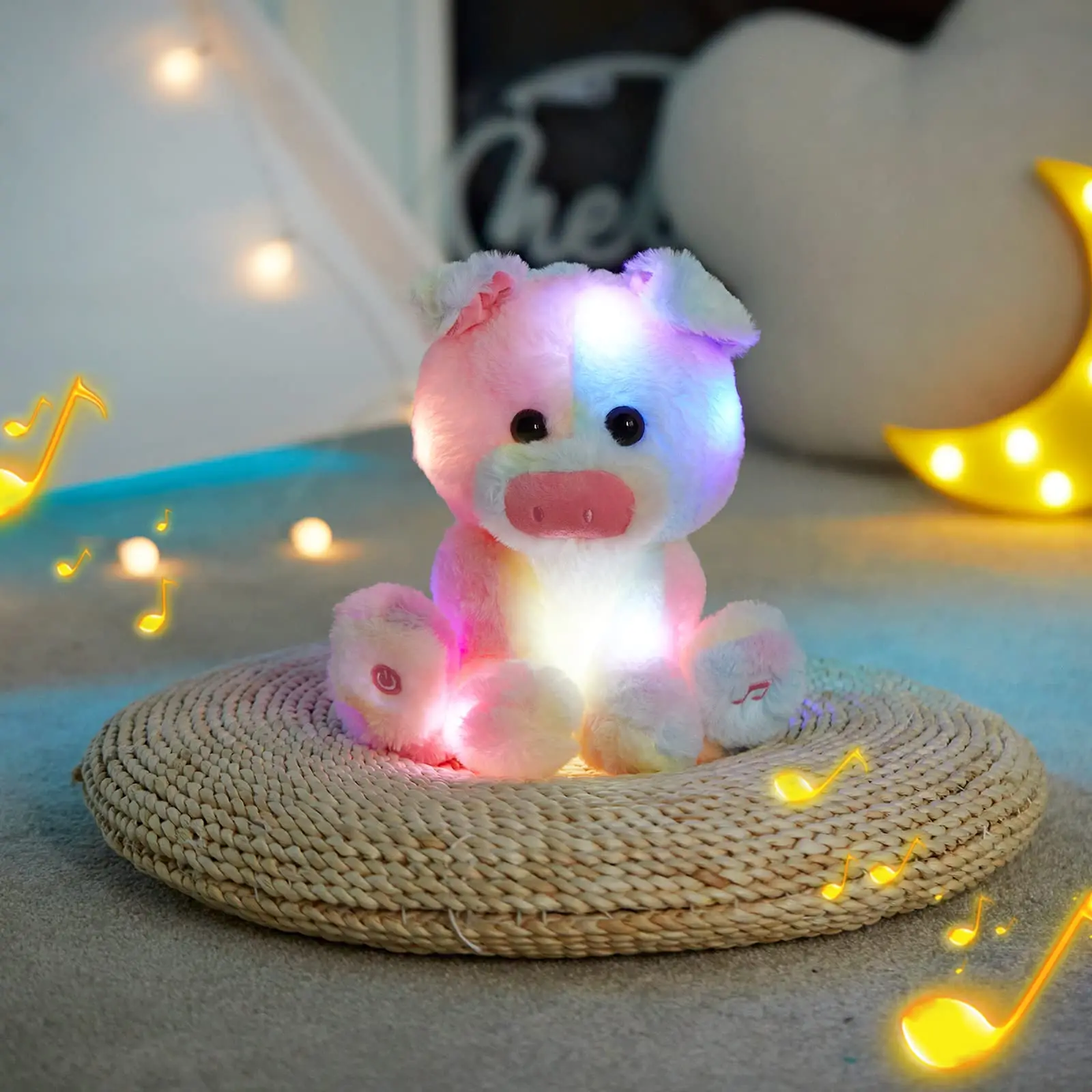 Cute Pig Glowing Plush Toys Kawaii Musical LED Light Throw Pillows Lullaby Luminous Stuffed Animals Toy for Girls Kids
Cute Pig Glowing Plush Toys Kawaii Musical LED Light Throw Pillows Lullaby Luminous Stuffed Animals Toy for Girls Kids