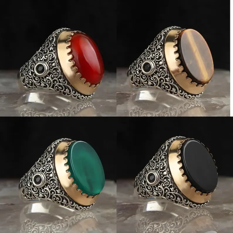 European and American Fashion Punk Inlaid 4-color Gemstone Retro Ring Men's Ring Jewelry Ring To Attend The Banquet Jewelry
European and American Fashion Punk Inlaid 4-color Gemstone Retro Ring Men's Ring Jewelry Ring To Attend The Banquet Jewelry