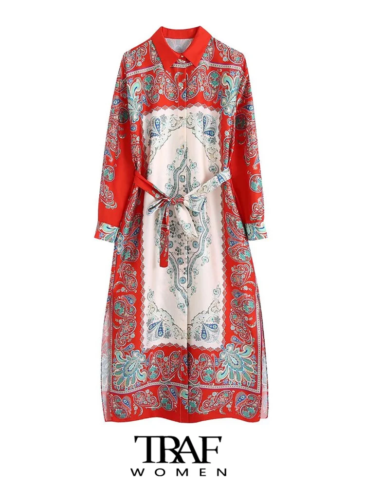 TRAF Women Fashion With Belt Totem Print Cozy Midi Shirt Dress Vintage Long Sleeve Side Vents Female Dresses Vestidos Mujer
TRAF Women Fashion With Belt Totem Print Cozy Midi Shirt Dress Vintage Long Sleeve Side Vents Female Dresses Vestidos Mujer