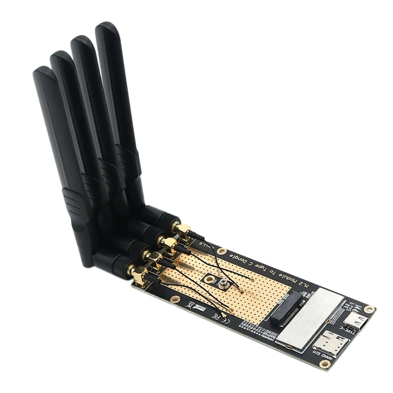 

M.2(M.2) 3G/4G/5G Module To Type-C/USB3.0 Adapter+NANO SIM Card Slot+4X Antenna For RM500Q/RM500U/GM800/SIM8200 Module