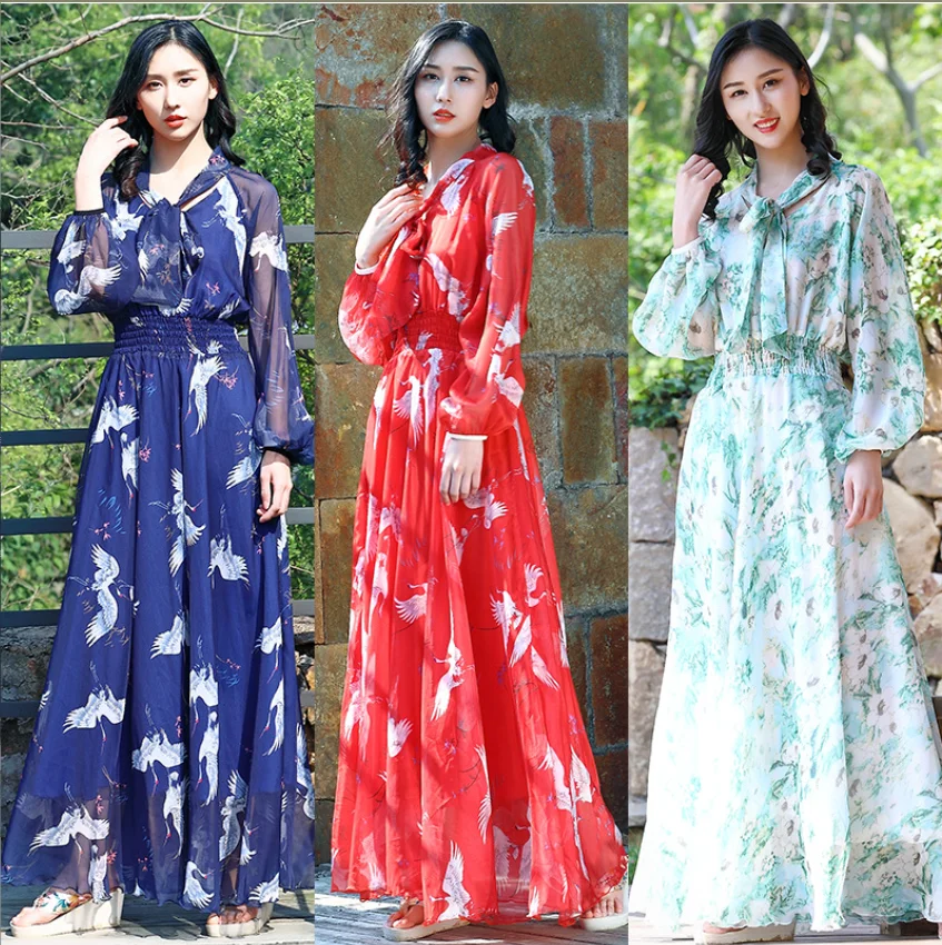 2023 New Long Sleeve Bohemia Floral Chiffon Dress Large Size Women Clothes Boho Beach Maxi Dress Elegant Vestidos Robe AC389
2023 New Long Sleeve Bohemia Floral Chiffon Dress Large Size Women Clothes Boho Beach Maxi Dress Elegant Vestidos Robe AC389