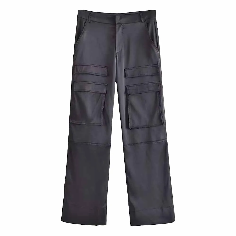 TRAF WOMEN2022 New Autumn Winter Fashion Silk Satin Overalls High Waist Pocket Retro Design Female Chic Trousers Mujer 7102504
TRAF WOMEN2022 New Autumn Winter Fashion Silk Satin Overalls High Waist Pocket Retro Design Female Chic Trousers Mujer 7102504