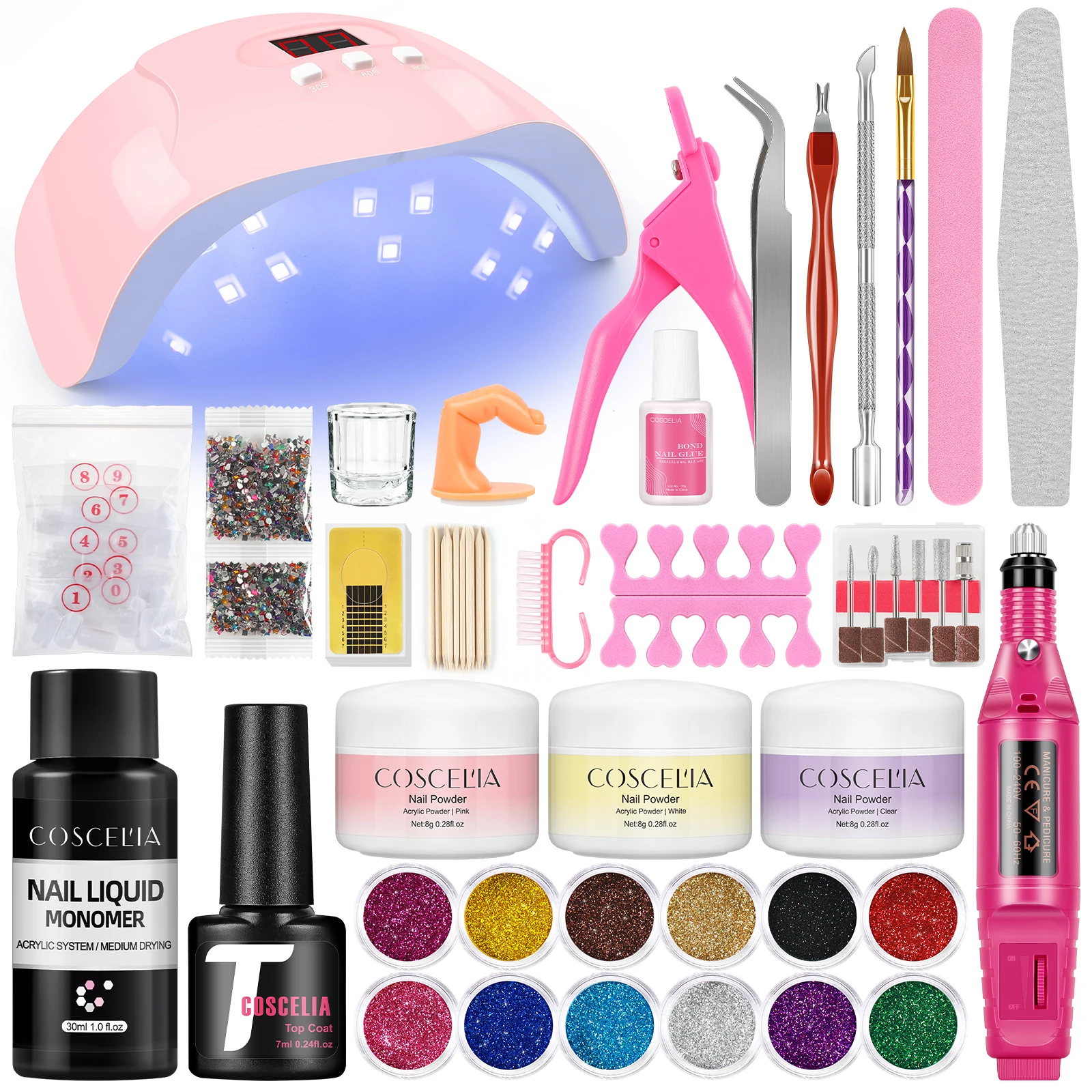 COSCELIA Acrylic Nail Kit Acrylic Powder Monomer Liquid Nail Art UV LED Lamp Nail Drill Machine Set Nail Extension Manicure Tool
COSCELIA Acrylic Nail Kit Acrylic Powder Monomer Liquid Nail Art UV LED Lamp Nail Drill Machine Set Nail Extension Manicure Tool