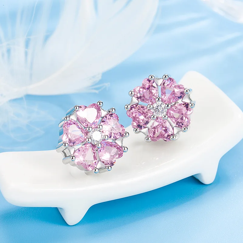 100% S925 Sterling Silver Pink Crystal Gemstone Earring for Women Silver 925 Jewelry Aros Mujer Oreja Stud Earring Orecchini
100% S925 Sterling Silver Pink Crystal Gemstone Earring for Women Silver 925 Jewelry Aros Mujer Oreja Stud Earring Orecchini