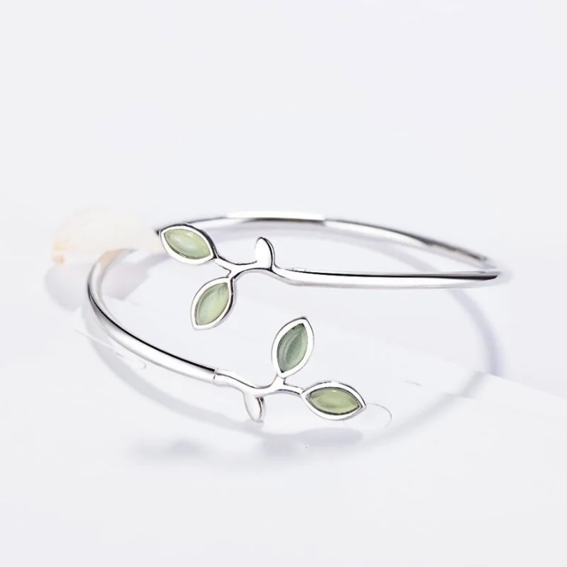 Sole Memory Tender Bud Fresh Minimalist Leaves Opal Silver Female Literary Trendy Resizable Bangles ,
Sole Memory Tender Bud Fresh Minimalist Leaves Opal Silver Female Literary Trendy Resizable Bangles ,