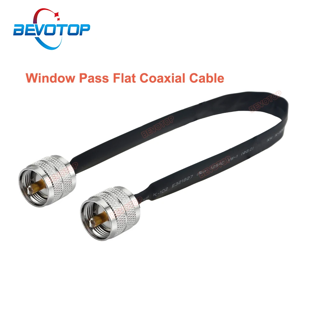 

BEVOTOP UHF PL-259 UHF Male to UHF Male PL259 Plug Window Pass Adapter RF Coaxial Flat Cable 50 Ohm Coax Pigtail Jumper Cord