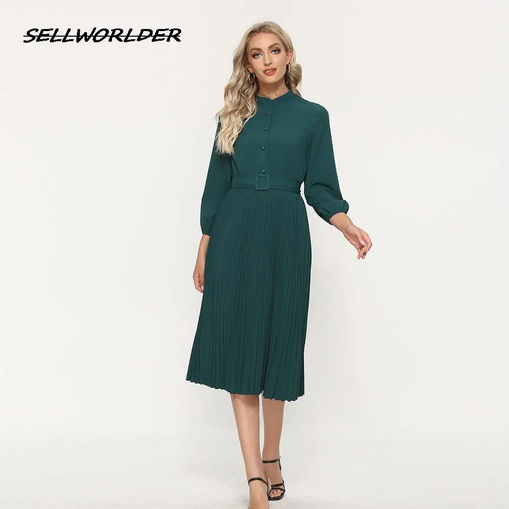 2023 New Spring Women Autumn Casual Solid O Neck Dress Vintage Office lady Belt Dress
2023 New Spring Women Autumn Casual Solid O Neck Dress Vintage Office lady Belt Dress