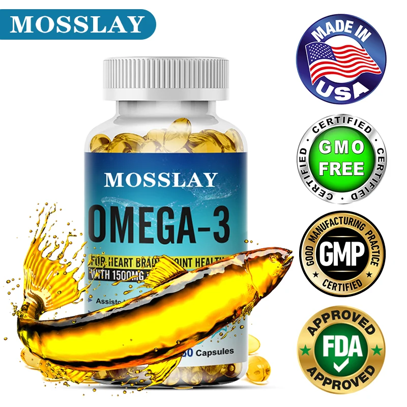 

Рыбное масло MOSSLY Omega-3 S, пищевая добавка, 1500 мг на порцию, помогает поддерживать здоровье мозга и сердца, включая EPA и DHA