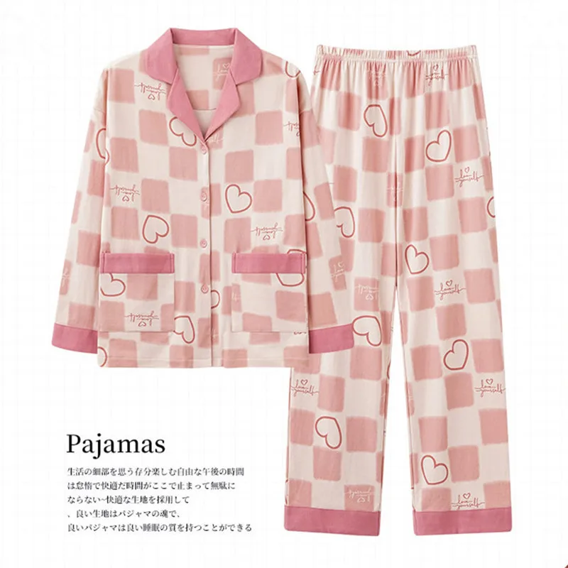 Korean Cute Women's Pajamas Autumn Winter Pure Cotton Sleepwear Female Long Sleeves Home Clothes Loose Spring Nightwear Set
Korean Cute Women's Pajamas Autumn Winter Pure Cotton Sleepwear Female Long Sleeves Home Clothes Loose Spring Nightwear Set