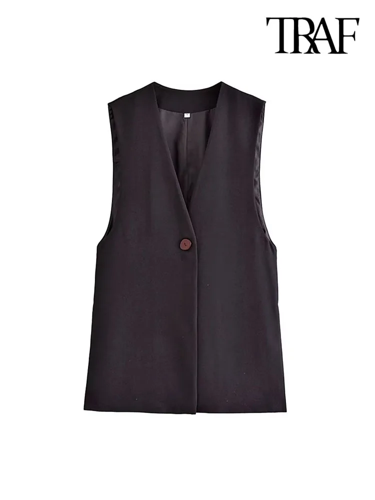 TRAF Women Fashion Side Vents Back Strap Waistcoat Vintage V Neck Front Button Female Outerwear Chic Tops
TRAF Women Fashion Side Vents Back Strap Waistcoat Vintage V Neck Front Button Female Outerwear Chic Tops