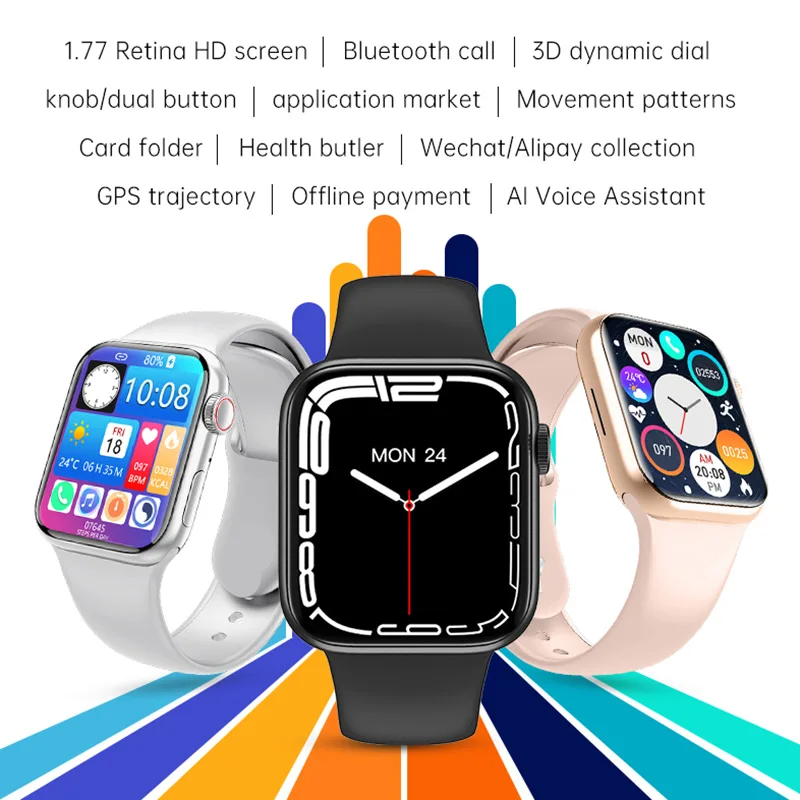 Smart Watch Series 7 Original NFC Pay 1.77inch HD Screen Heart Rate Blood Pressure GPS Women Smartwatch IP68 Men For Android iOS
Smart Watch Series 7 Original NFC Pay 1.77inch HD Screen Heart Rate Blood Pressure GPS Women Smartwatch IP68 Men For Android iOS
