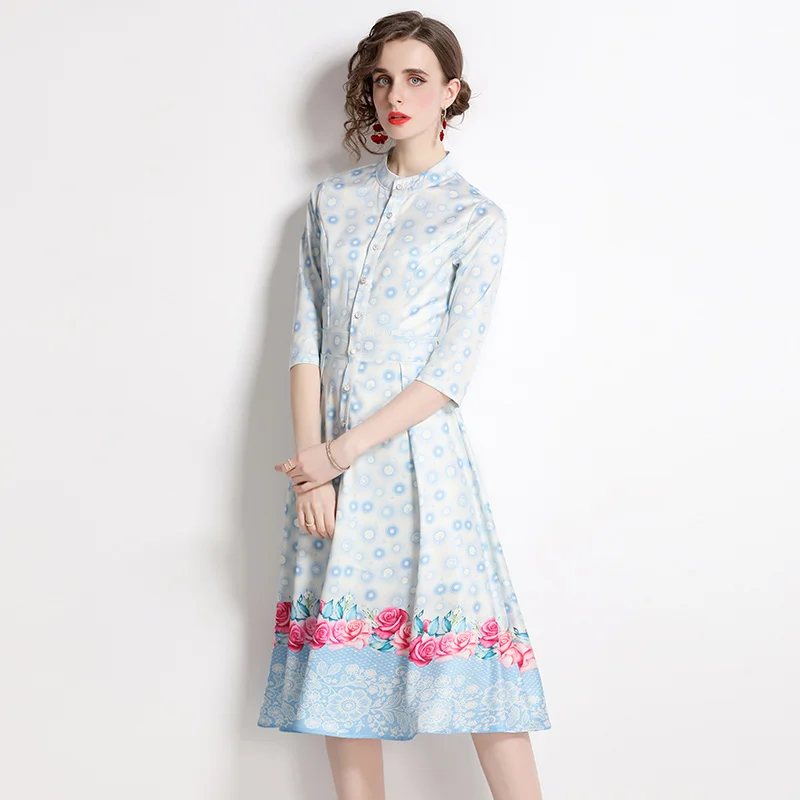 Simgent Elegant Dress Womens 2022 New Spring Summer Three Quarter Sleeve Stand Collar A Line Print Midi Dresses Jurk SG23159
Simgent Elegant Dress Womens 2022 New Spring Summer Three Quarter Sleeve Stand Collar A Line Print Midi Dresses Jurk SG23159