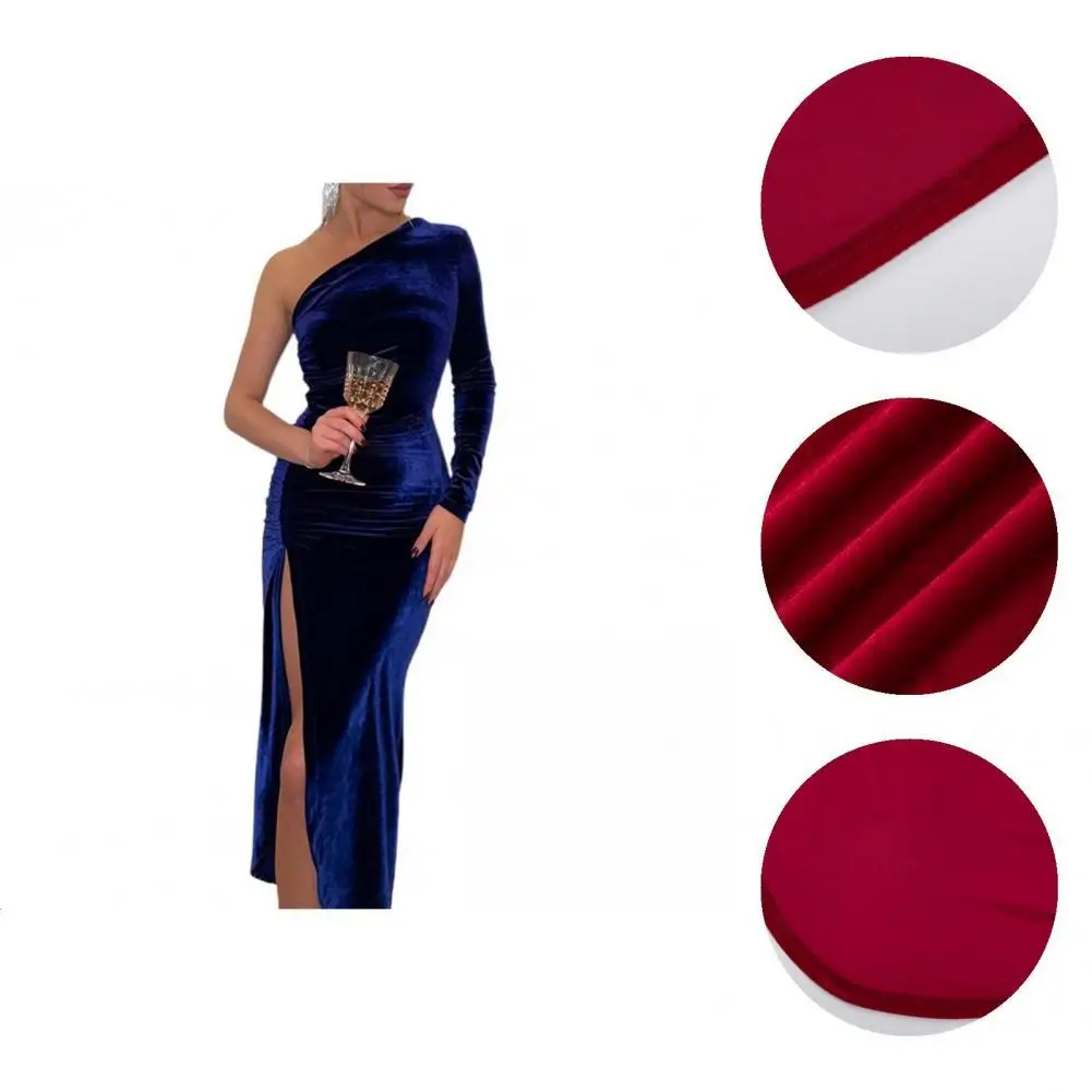 Comfortable Soft Oblique Shoulder High Slit Dress Flexible Women Dress Sexy for Autumn
Comfortable Soft Oblique Shoulder High Slit Dress Flexible Women Dress Sexy for Autumn