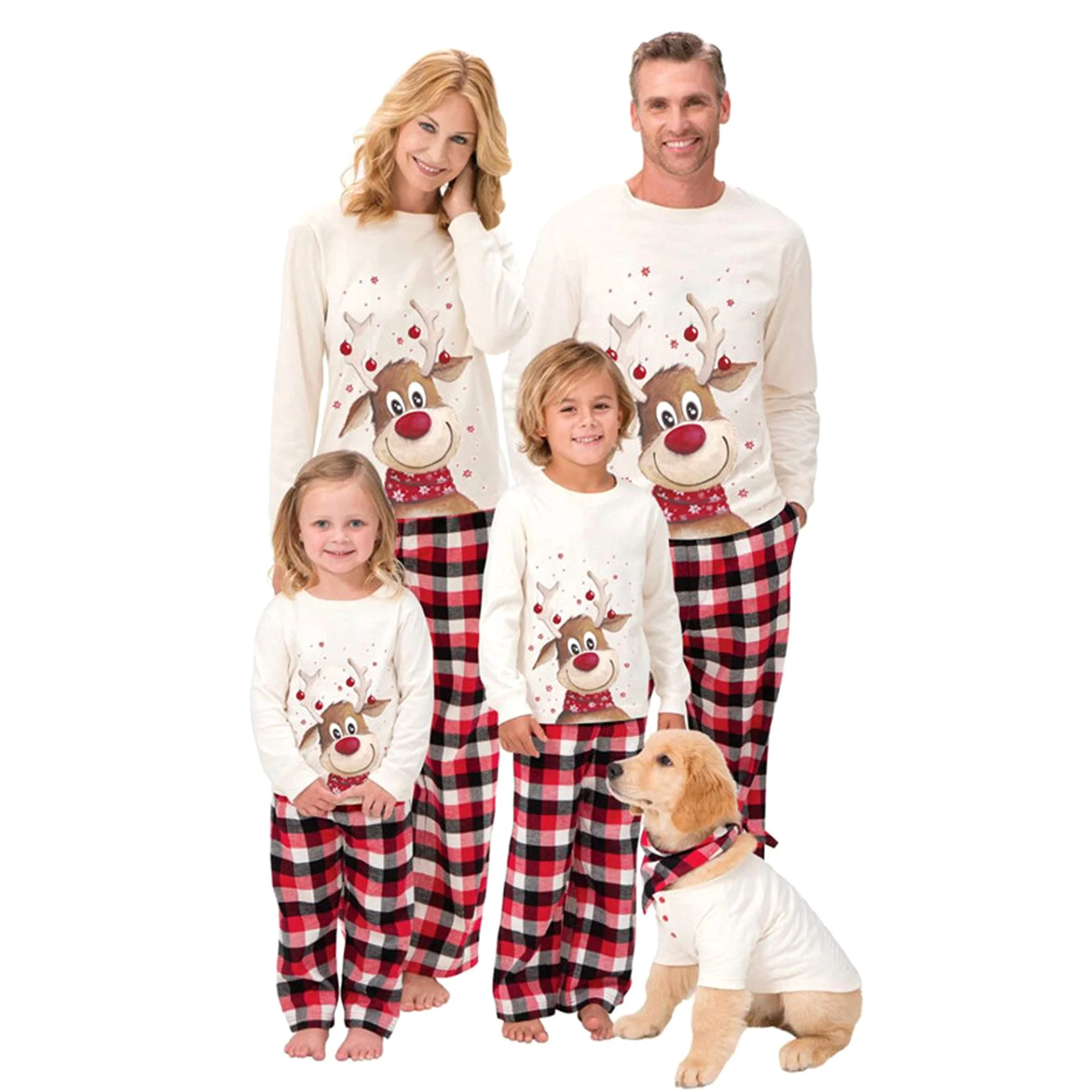 

Рождественская Пижама, новогодний костюм, Рождественская одежда с принтом лося, комплект из двух предметов с круглым вырезом для семьи, мам...