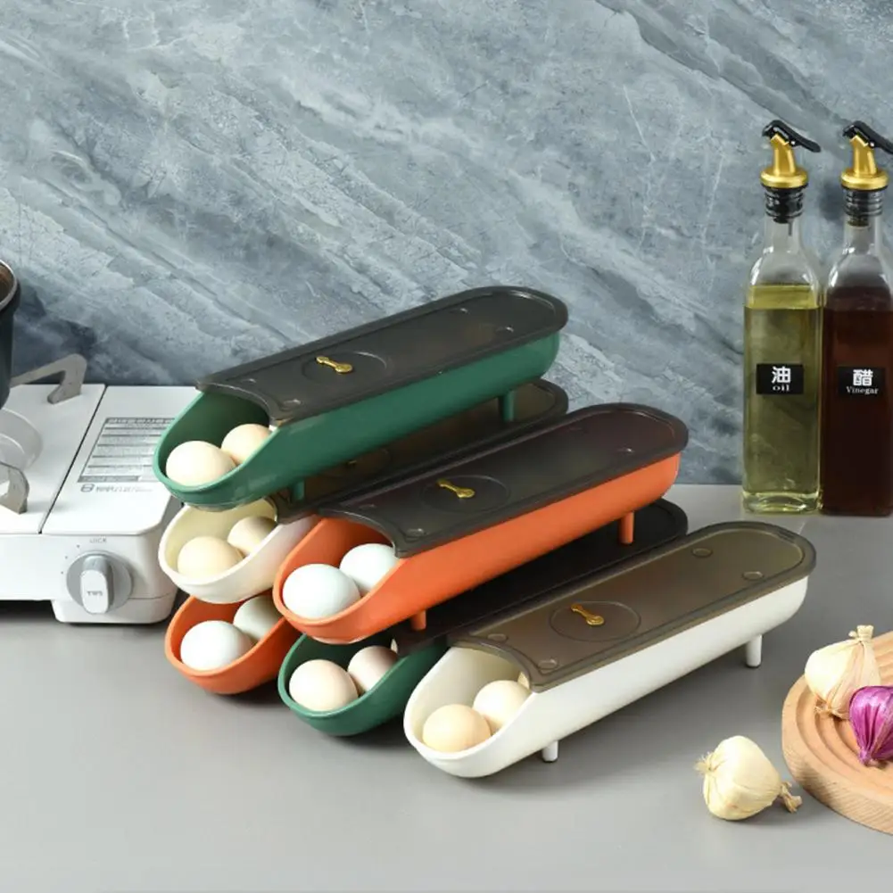 Egg Storage Box Food Grade Flip Top Automatic Rollable Stackable Space Saving Plastic Easy Access Egg Holder Kitchen Tool
Egg Storage Box Food Grade Flip Top Automatic Rollable Stackable Space Saving Plastic Easy Access Egg Holder Kitchen Tool