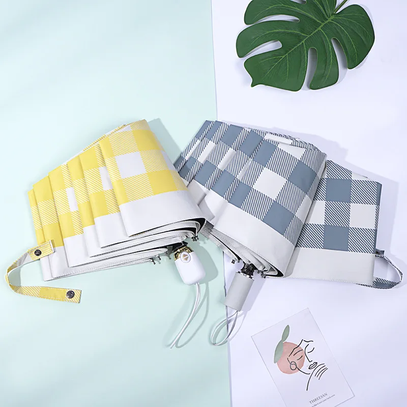 Automatic Umbrella Women Vinyl Base Mini Grid Sun Visor UV Protection Umbrella three times simple
Automatic Umbrella Women Vinyl Base Mini Grid Sun Visor UV Protection Umbrella three times simple