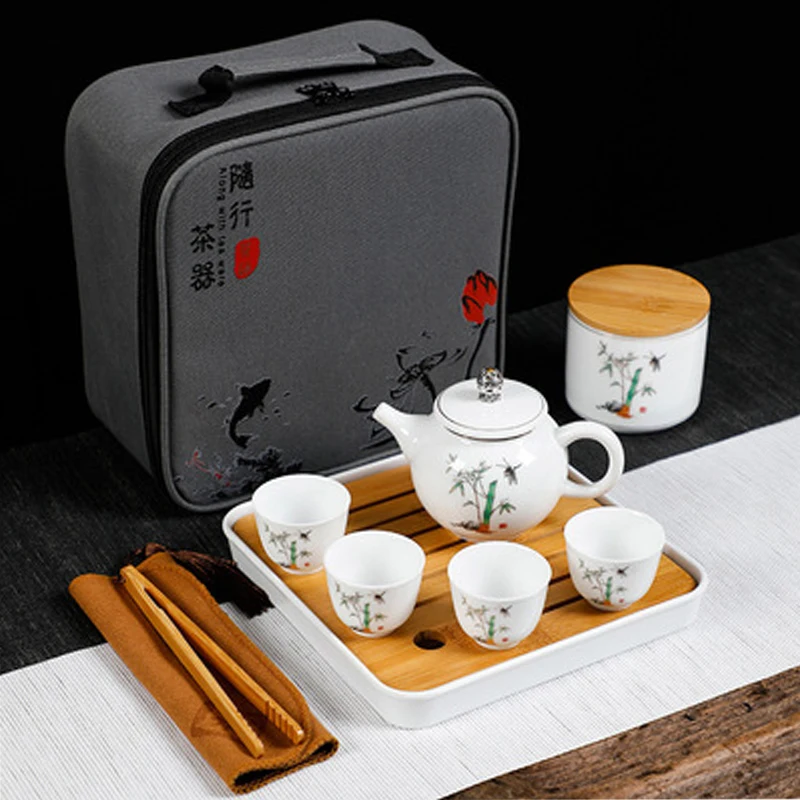 High-end Gift Tea Set Set China Travel Tea Set Portable Ceramic Teapot Tea Cup One Pot Four Cups Chinese Tea Ceremony Tools
High-end Gift Tea Set Set China Travel Tea Set Portable Ceramic Teapot Tea Cup One Pot Four Cups Chinese Tea Ceremony Tools